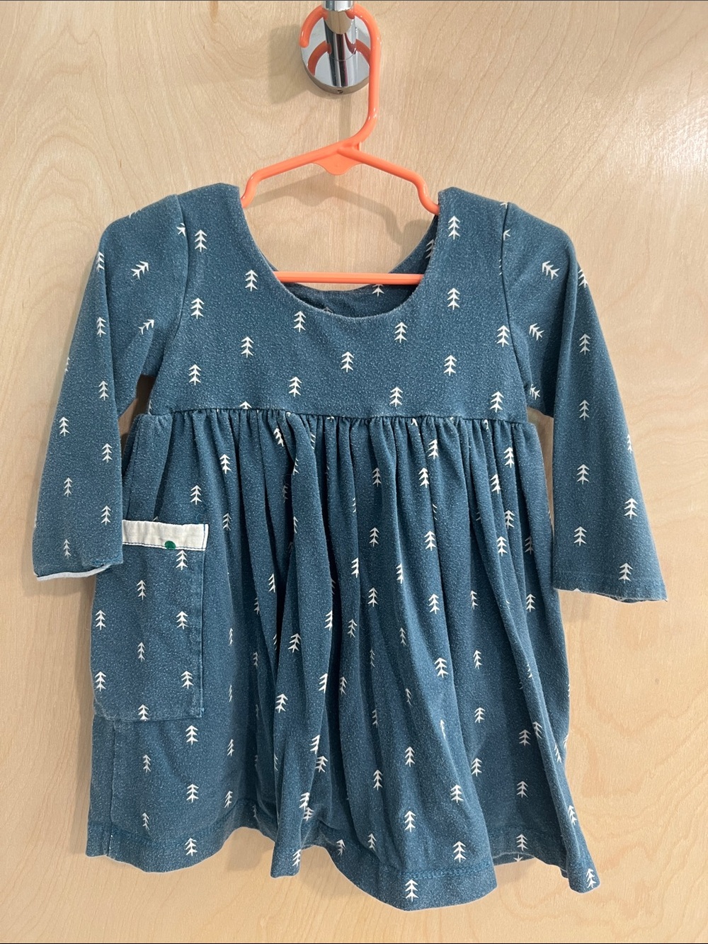 Girls' Blue Tree-Print Long Sleeve Dress